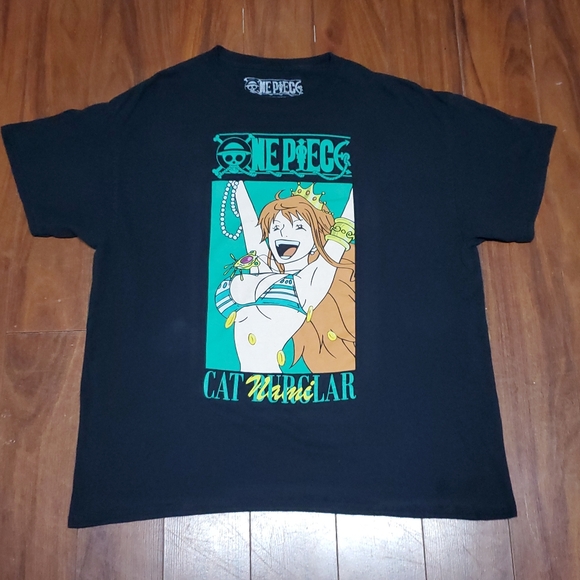 ONE PIECE BLACK GRAPHIC T-SHIRT MEN'S SIZE XL RIPPLE JUNCTION NAMI CAT BURGLAR - Picture 4 of 4